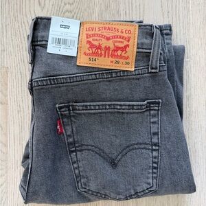 NWT Levi's Dark Gray Straight Leg Jeans 514 Straight 28 x 30